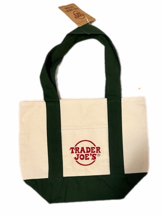 Trader Joe'S Handbags - Trader Joe's Canvas Tote Bag - Cream & Dark Green with Red Logo mini NWT